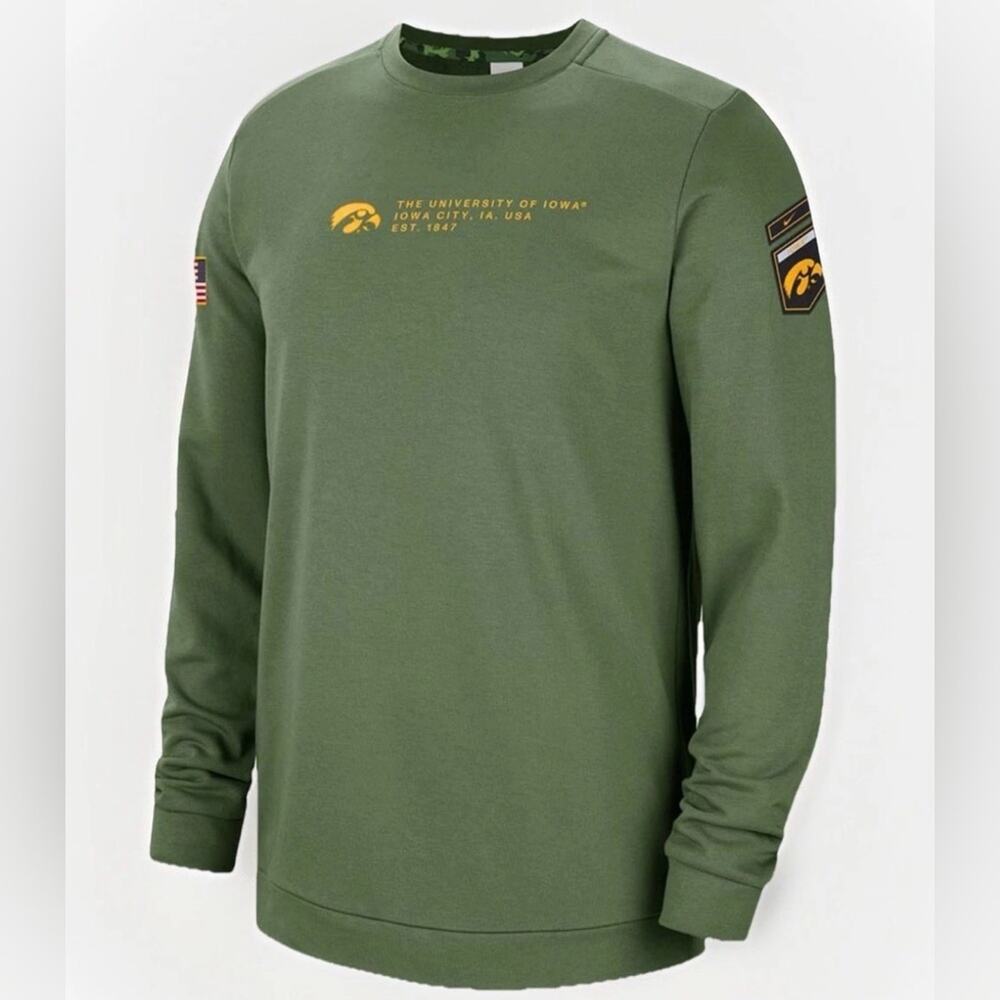 Nike Military Salute University of Iowa Sweatshirt | Army Green | Dri-FIT | LG